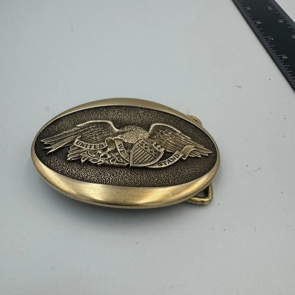 Vintage 1976 Heritage‎ Mint Ltd Solid Brass American Eagle Belt Buckle Patriotic